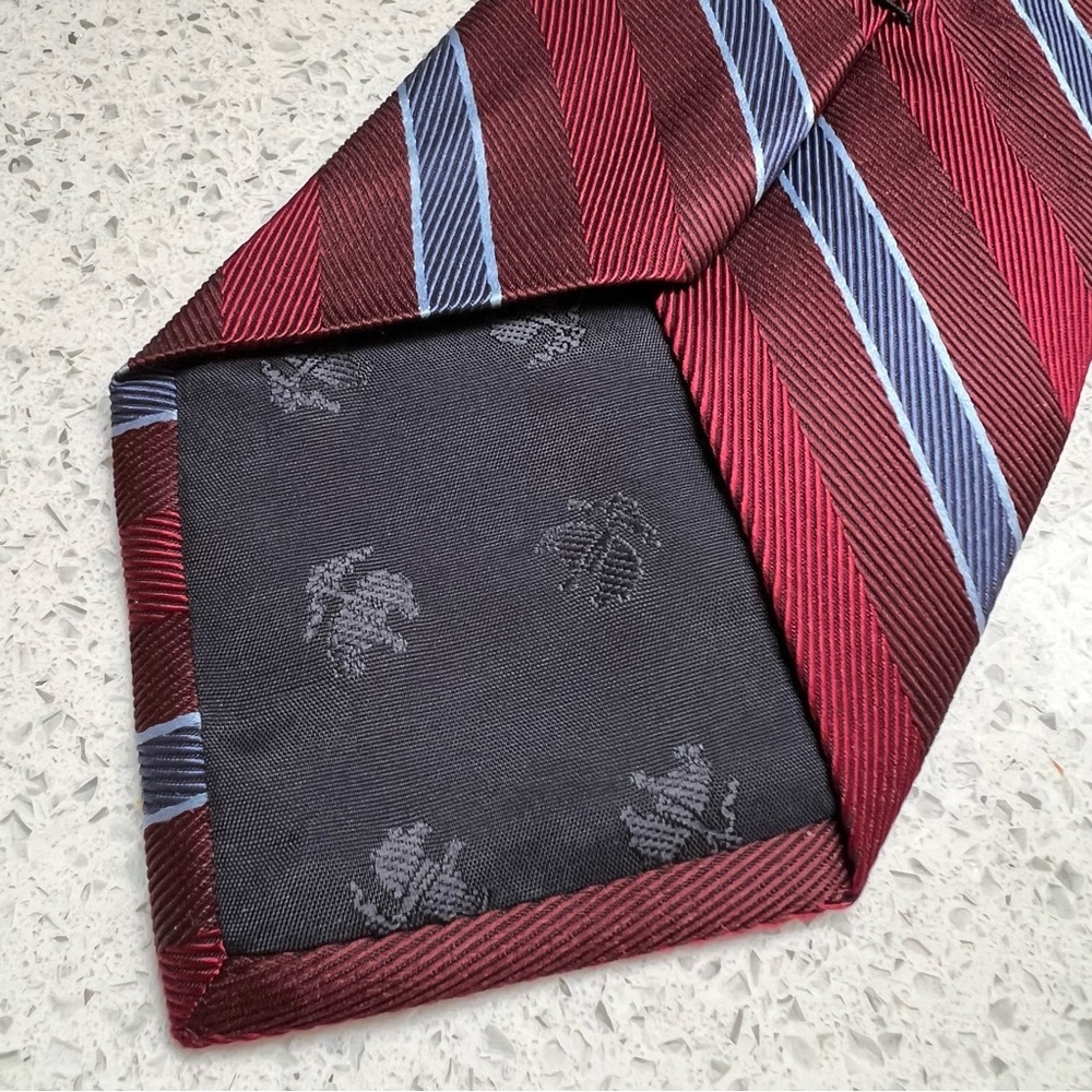 Brooks Brothers 100% Silk Burgundy and Navy Blue Striped Tie - Picture 4 of 10